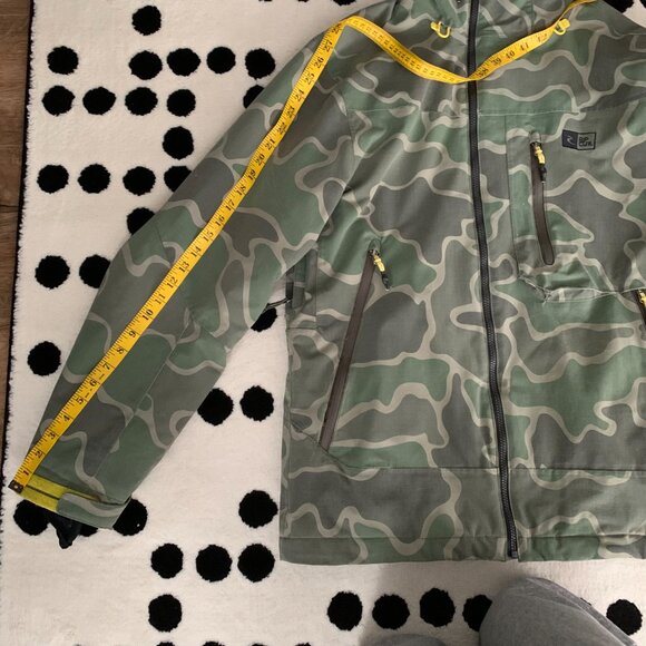 Rip Curl Snowboard Ski Winter Jacket Large Green Camo Hooded Unisex Snow Coat - Picture 15 of 16